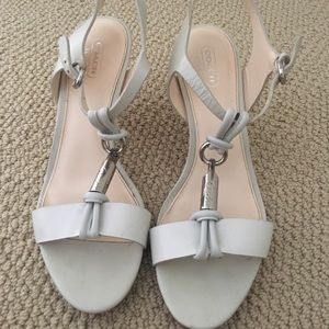 Coach Light Grey Leather Sandal Heels